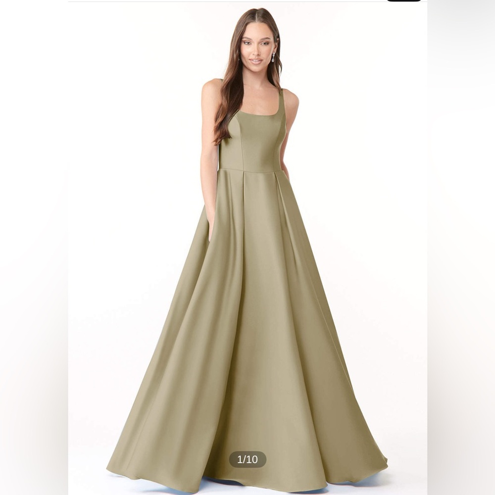 Azazie Neve Moss Green aline bridesmaid dress NWT